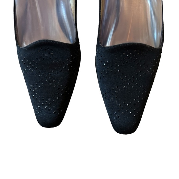 Women’s Ann Taylor Size 7.5 M Black Slingback Heels w Small Rhinestones on Toes - Picture 3 of 10